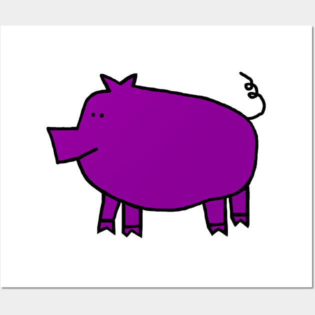 Cute Purple Pig Wall Art by ellenhenryart